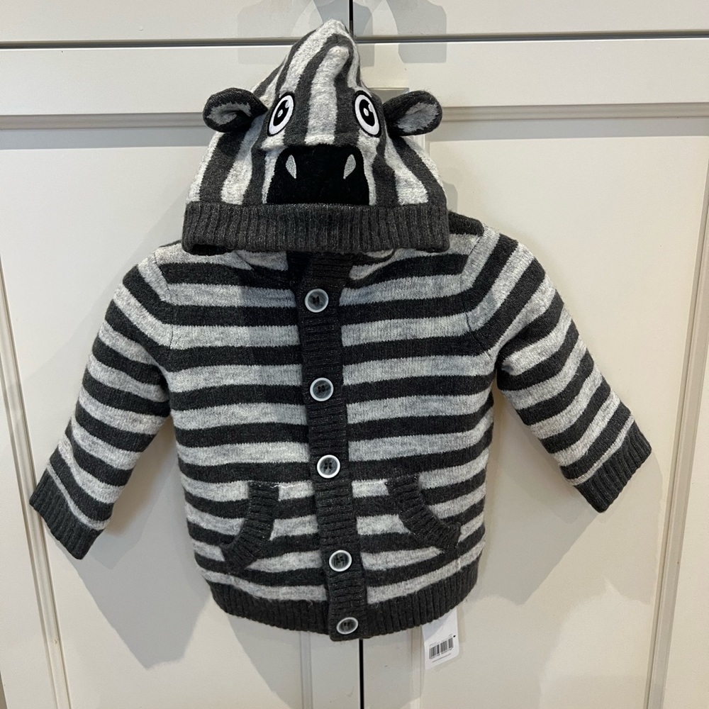 Modern moments zebra white and Gray Striped Kids Sweater